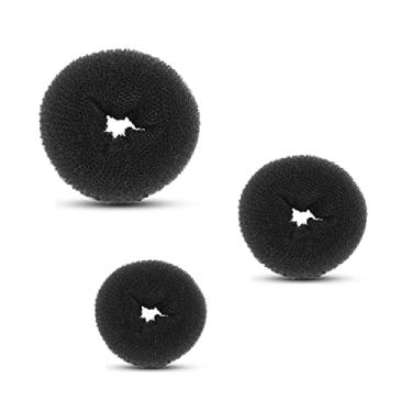 Imagem de Beaute Galleria 3 peças mini coque de cabelo infantil para fazer coque de rosquinha estilo anel de malha coque de balé (Preto)