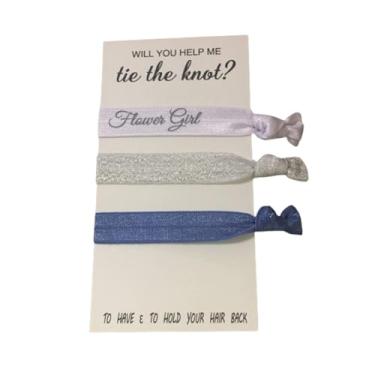 Imagem de Presente de dama de honra, laço de cabelo de menina azul marinho, acessório de joia de dama de honra - o para meninas de flores