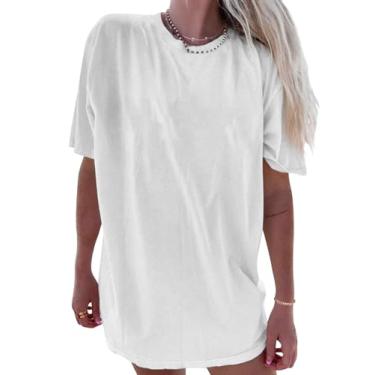 Imagem de SOFIA'S CHOICE Camisetas femininas de manga curta tamanho grande tie dye, Branco liso, P