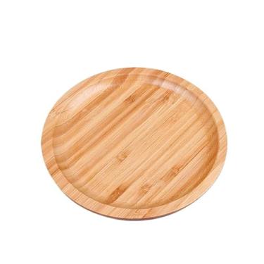 Imagem de Bandejas de bambu para servir de charcutaria, bandeja de cama portátil para café da manhã, jantar, bandejas para sala de estar, restaurantes (redondo 30 x 30 x 2 cm)