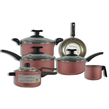 Imagem de Conjunto Jogo 9pç Panelas Antiaderentes Teflon Tampa Vidro