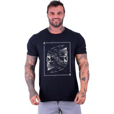 Imagem de Camiseta Tradicional Manga Curta MXD Conceito Caveira Indígena Cocar Masculina-Masculino