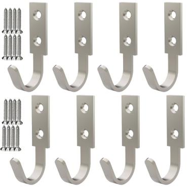 Imagem de Aufuga Ganchos para pendurar aço inoxidável resistente para casacos, ganchos de parede, cabide de roupão, ganchos para pendurar chapéu, porta-chaves para toalha, bolsa interna e externa