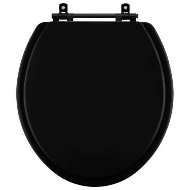 Imagem de Assento Sanitario Poliéster Convencional Universal Oval Preto com Ferragem Preta