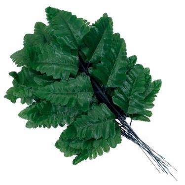 Imagem de 24 Galhos Samambaia Escura Folha Artificial Talo Verde 42cm