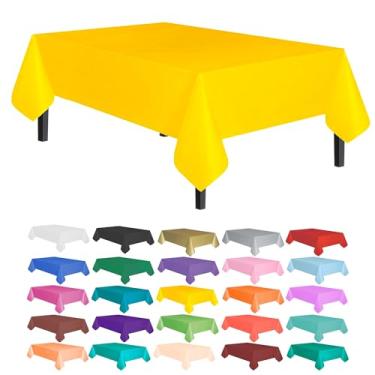 Imagem de Toalha de mesa Allgala de plástico premium com 12 unidades, peso médio, descartável, Amarelo, 12PK 54"x108"