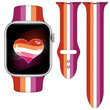 Imagem de Pulseira de relógio Lesbian Pride Sport LGBT compatível com Apple Watch 38 mm, 40 mm, 41 mm, pulseiras de silicone substituíveis para iWatch Séries SE 7 6 5 4 3 2 1