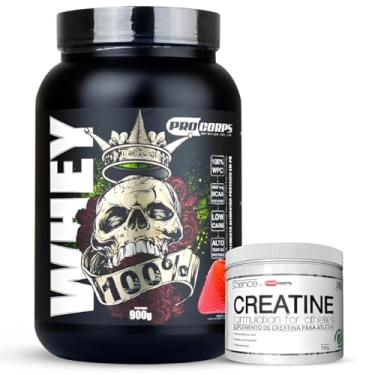 Imagem de Kit Pro Corps Whey Concentrado + Creatina Pura 100g (900g, Morango)