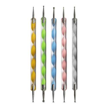 Imagem de Kit 5 Boleadores com Ponta Dupla Decoração de Unhas Pontilhismo Manicu