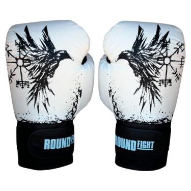 Imagem de Luvas de Boxe / Muay Thai Huginn  Round Fight, Branco, 10oz