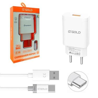 Imagem de Carregador Rápido A-Gold 2 Entradas USB - Modelo do Cabo Tipo C - A GO