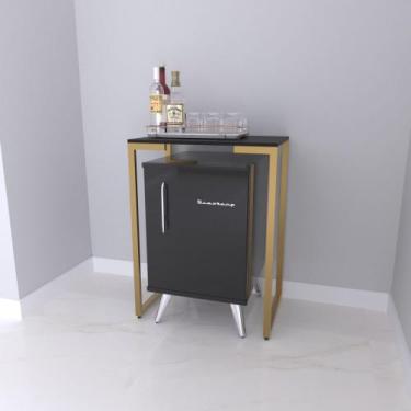 Imagem de Aparador Camélia Frigobar Adega Estilo Industrial Preto - Nosso Sonho 