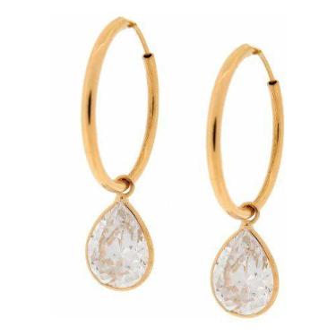 Imagem de Brinco Argola Com Gota De Ouro 18k 750 - Rd Magazine