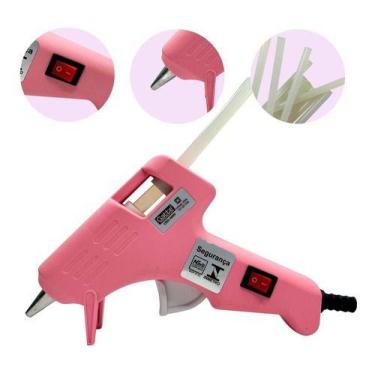 Imagem de Pistola De Cola Quente Bico Fino 10w Bivolt 10 Bastões 30cm - Gatte