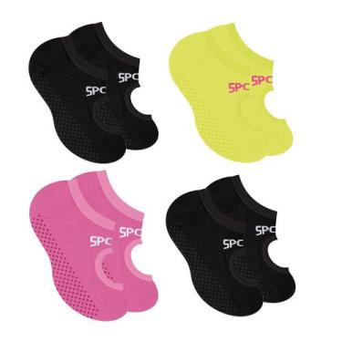 Imagem de Kit Com 4 Pares De Meias Sapatilha Antiderrapante Yoga Pilates Selene,