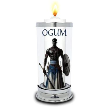 Imagem de Protetor de Velas 7 dias Orixá Ogum Copo Vidro Castiçal  - Balaio de S