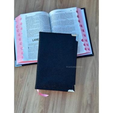Imagem de Biblia Preta Glitter capa dura acolchoada com cantoneira - RC