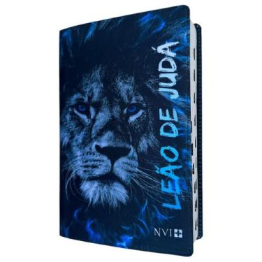Imagem de Bíblia NVI Leão de Judá Azul  Com Índice Letras Grandes - CENTRAL