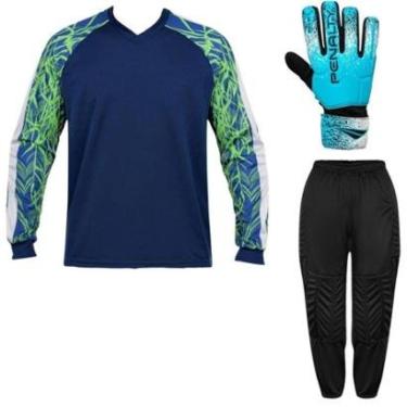 Imagem de Kit Goleiro Infantil Camisa Napoli Kanga + Calça TRB + Luva Penalty-Unissex
