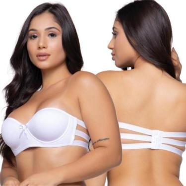 Imagem de Kit 2 Sutiã Frente Única Feminino sem alça Reforçado 3 Tiras Com Bojo 