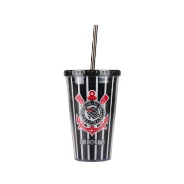 Imagem de Copo Plastico Canudo Times 450ml - Mileno, CORINTHIANS