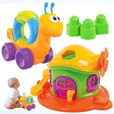 Imagem de Brinquedo Educativo Bebê 1ano Peças Encaixar Casinha Caracol - Real Sh