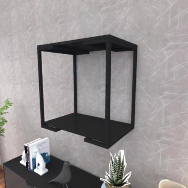 Imagem de Prateleira industrial suspensa estante parede nicho preto ferro e made