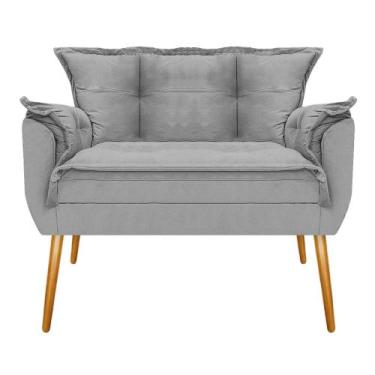 Imagem de Kit Namoradeira e 02 Poltronas Opala Base Giratória de Metal Suede Cin