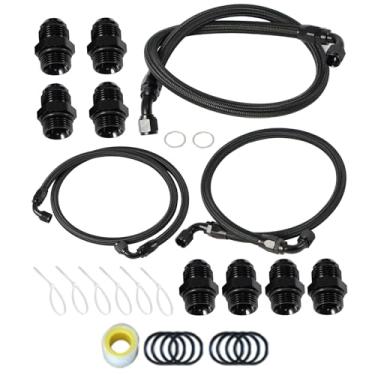 Imagem de GSTP 10AN Kit de linha de resfriamento de transmissão atualizado Nylon e aço inoxidável trançado kit de encaixe de mangueira de resfriamento compatível com Chevrolet/GMC 6.6L Duramax (LLY/LBZ/LMM)