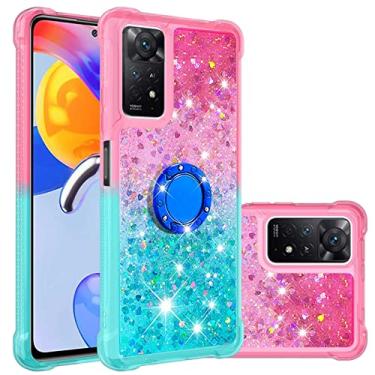 Imagem de Monwutong Capa de telefone para Xiaomi Redmi Note 11 Pro 5G/4G, brilhante brilhante efeito areia movediça TPU capa de proteção com quatro cantos para Redmi Note 11 Pro 5G/4G, rosa azul