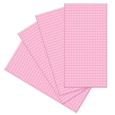 Imagem de WALWAL 4-Pack Classic Baseplates,Durability 5" x 10" Building Brick Base Plates, Compatible with All Major Brands, Ideal for DIY Tabletop & Play Wall(Pink)