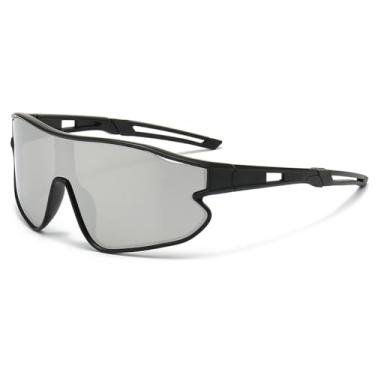 Imagem de NIDOVIX Óculos de sol de beisebol infantil para meninas e meninos de 6 a 16 anos, UV400, óculos de sol de beisebol juvenil, esportes, ciclismo, óculos de sol, 05 Preto/Prateado espelhado, lenswidth