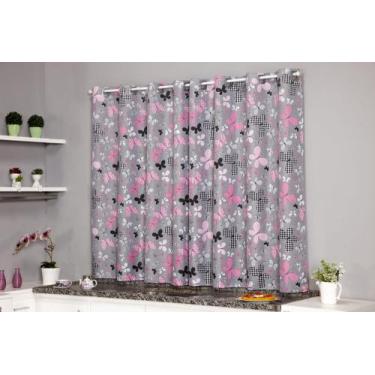 Imagem de Cortina de Cozinha 2,00 x 1,40 Oxford Estampada Janela Vitro - MARCIA 