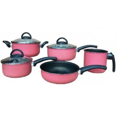 Imagem de Conjunto de panelas 06 pçs antiaderente Marpal com Teflon, Rosa