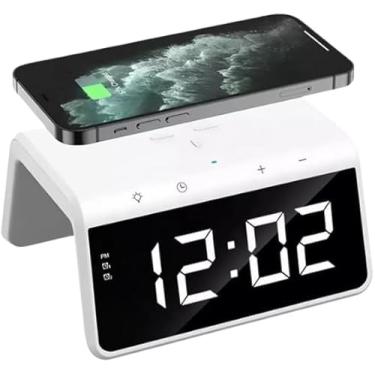 Imagem de Génerico Carregador Por Indução Peining 15w Relógio Digital E Abajur alarme bivolt premium am/pm escritorio Branco
