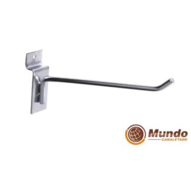 Imagem de Gancho Expositor P/ Painel Canaletado Cromado 25cm-100uni - Mundo Cana