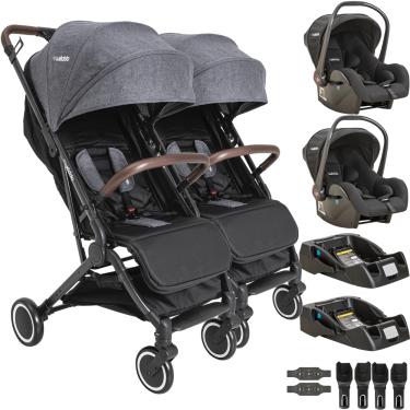 Imagem de Carrinho de Gemeos 2 Bebe Conforto 2 Base Kiddo Sprint Grafite