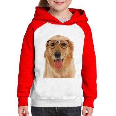 Imagem de Moletom Infantil Golden Retriever de Óculos - Foca na Moda, Branco, Ve