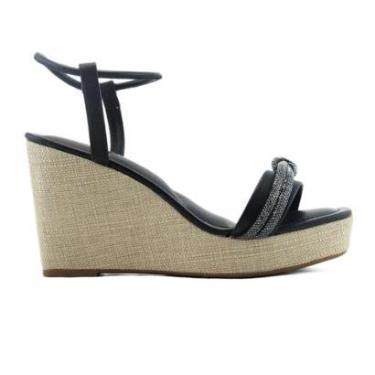 Imagem de Sandalia Via Uno Anabela Plataforma Preta Macia Feminina-Feminino