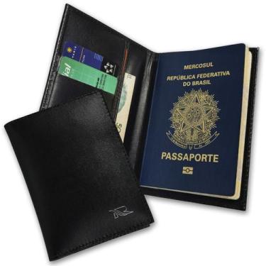 Imagem de Carteira Porta Passaporte Couro RFID Blocking 34-R Raffai Couros, Pret