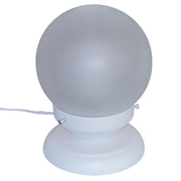 Imagem de Abajur Bola de Cristal Branco C/Esfera 10x15 Vidro Fosco - CM GLASS - 