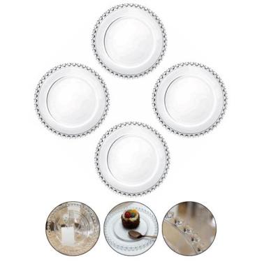 Imagem de Jogo 4 Pratos P Sobremesa Bolo Torta Borda Coração Cristal - Lyor