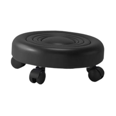 Imagem de Bothyi Banco baixo com rodinhas, banco de sofá, banco pequeno baixo giratório 360°, banco curto com rodinhas para quarto, casa, cozinha