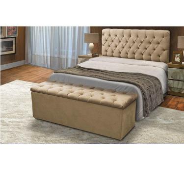 Imagem de Kit Baú Recamier + Cabeceira EBox King Suede Bege