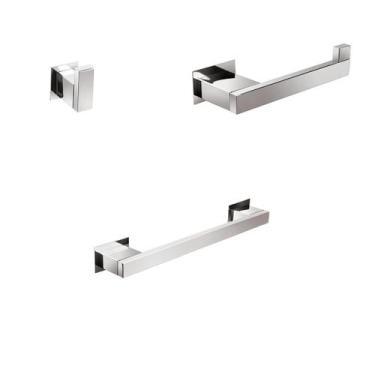 Imagem de Kit Acessórios Para Banheiros 3 Peças Inox - Kromus KITRT3