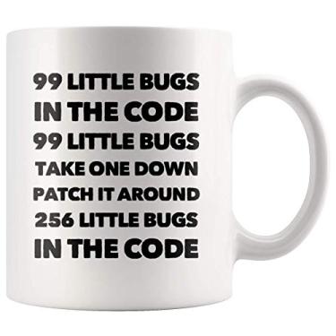 Imagem de Panvola 99 Little Bugs In The Code Take One Down Programador de Computador Presentes para Marido Namorado Irmão Codificador Programação Estudantes Professores Caneca de Café Cerâmica 325 ml Branca