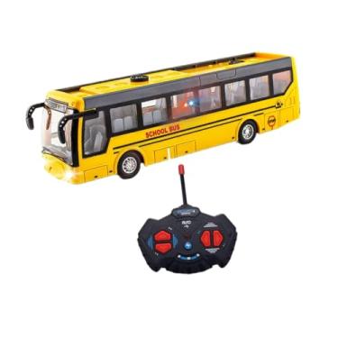 Imagem de YIJU Rádio Controle Remoto Ônibus Carro de Controle Remoto Escala 1:32 Portas de Abertura Presentes 27MHz Luzes Realistas Ônibus Escolar Modelo Brincar, Short Amarelo