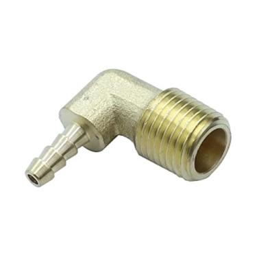Imagem de HongBoW Hardware Adaptador de cotovelo de 90 graus para mangueira de latão, 2 peças, farpa de 3/40.6 cm x 1/4 NPT macho tubulação água/combustível/ar
