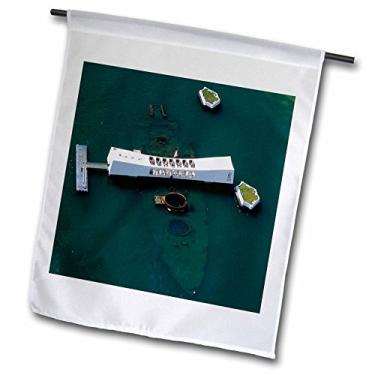 Imagem de 3dRose Memorial do Arizona da Segunda Guerra Mundial, Pearl Harbor, Havaí - Douglas Peebles - Bandeira de jardim, 30,48 x 45,72 cm