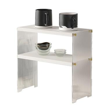 Imagem de Prateleira de Armazenamento de Caneca de café, Organizador de Caneca de café de Madeira de 2 Camadas, Suporte de Copo, Organizador de Bancada Estável de Grande Capacidade (Camada